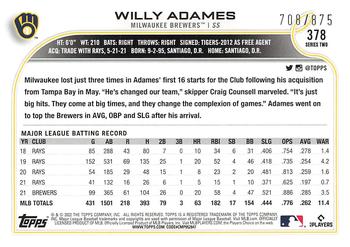 2022 Topps - Foilboard Retail #378 Willy Adames Back