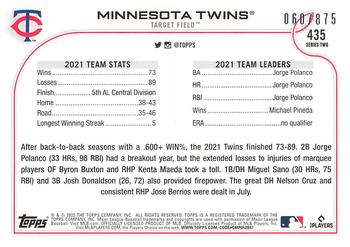 2022 Topps - Foilboard Retail #435 Minnesota Twins Back