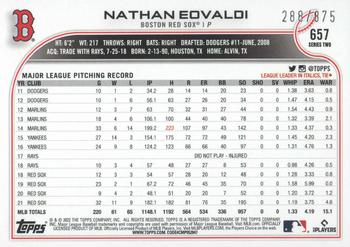 2022 Topps - Foilboard Retail #657 Nathan Eovaldi Back