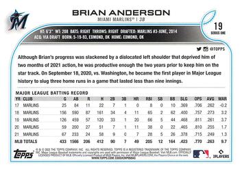 2022 Topps - 582 Montgomery #19 Brian Anderson  Back