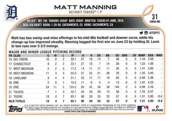 2022 Topps - 582 Montgomery #31 Matt Manning  Back
