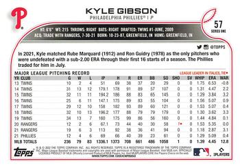 2022 Topps - 582 Montgomery #57 Kyle Gibson  Back