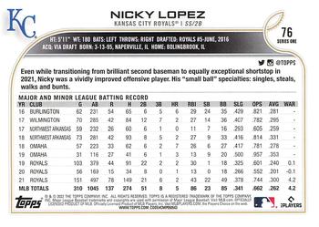 2022 Topps - 582 Montgomery #76 Nicky Lopez  Back