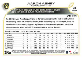 2022 Topps - 582 Montgomery #78 Aaron Ashby  Back