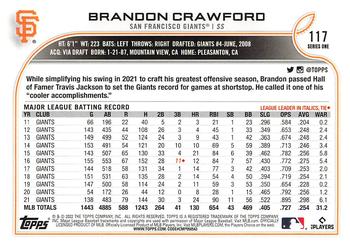 2022 Topps - 582 Montgomery #117 Brandon Crawford  Back