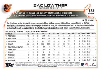 2022 Topps - 582 Montgomery #133 Zac Lowther  Back