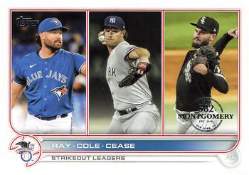 2022 Topps - 582 Montgomery #138 AL Strikeouts Leaders (Robbie Ray / Gerrit Cole / Dylan Cease)  Front