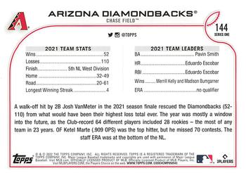 2022 Topps - 582 Montgomery #144 Arizona Diamondbacks Back