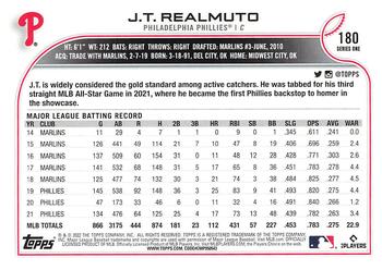 2022 Topps - 582 Montgomery #180 J.T. Realmuto  Back