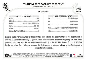 2022 Topps - 582 Montgomery #255 Chicago White Sox Back