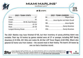 2022 Topps - 582 Montgomery #326 Miami Marlins Back