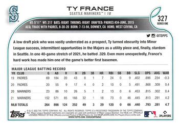 2022 Topps - 582 Montgomery #327 Ty France  Back