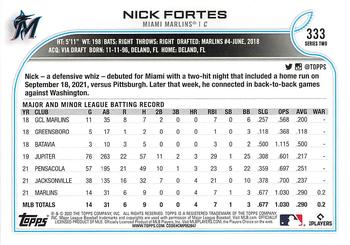 2022 Topps - 582 Montgomery #333 Nick Fortes Back