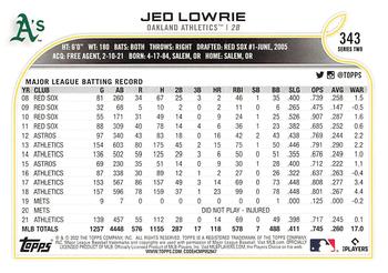 2022 Topps - 582 Montgomery #343 Jed Lowrie Back