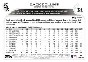 2022 Topps - 582 Montgomery #351 Zack Collins Back