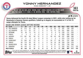 2022 Topps - 582 Montgomery #363 Yonny Hernandez Back
