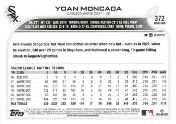 2022 Topps - 582 Montgomery #372 Yoan Moncada Back
