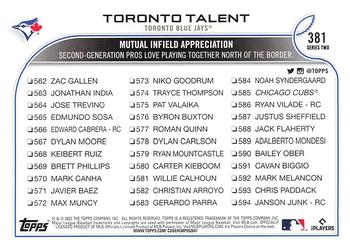 2022 Topps - 582 Montgomery #381 Toronto Talent Back