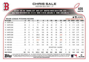 2022 Topps - 582 Montgomery #409 Chris Sale Back