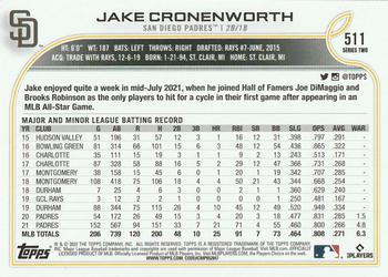 2022 Topps - 582 Montgomery #511 Jake Cronenworth Back