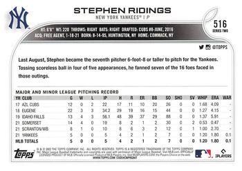 2022 Topps - 582 Montgomery #516 Stephen Ridings Back