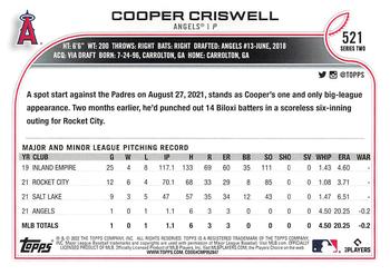 2022 Topps - 582 Montgomery #521 Cooper Criswell Back