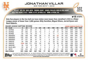 2022 Topps - 582 Montgomery #532 Jonathan Villar Back