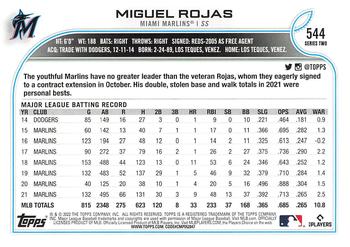 2022 Topps - 582 Montgomery #544 Miguel Rojas Back
