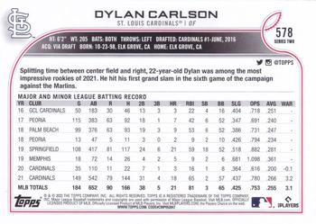 2022 Topps - 582 Montgomery #578 Dylan Carlson Back