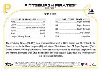 2022 Topps - 582 Montgomery #646 Pittsburgh Pirates Back