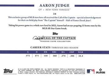 2022 Topps x Derek Jeter: Call of the Captain #24 Aaron Judge Back