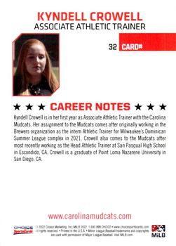 2022 Choice Carolina Mudcats #32 Kyndell Crowell Back