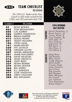 1994 Collector's Choice #333 Pat Listach Back