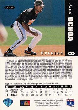 1994 Collector's Choice #646 Alex Ochoa Back