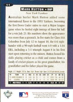1994 Collector's Choice #11 Mark Hutton Back