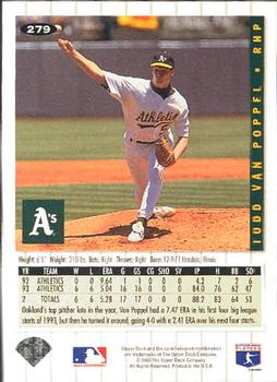 1994 Collector's Choice #279 Todd Van Poppel Back