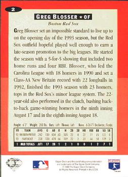1994 Collector's Choice #2 Greg Blosser Back