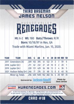 2022 Choice Hudson Valley Renegades #18 James Nelson Back
