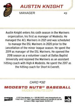 2022 Choice Modesto Nuts #32 Austin Knight Back
