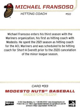 2022 Choice Modesto Nuts #33 Michael Fransoso Back