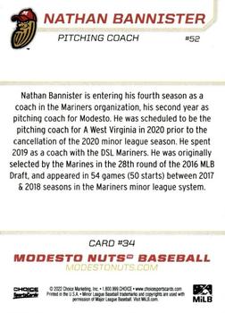 2022 Choice Modesto Nuts #34 Nathan Bannister Back