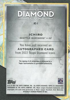 2022 Topps Diamond Icons - Autographs Black #AC-I Ichiro Back
