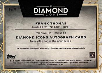 2022 Topps Diamond Icons - Diamond Icons Autographs Gold #DIA-FT Frank Thomas Back