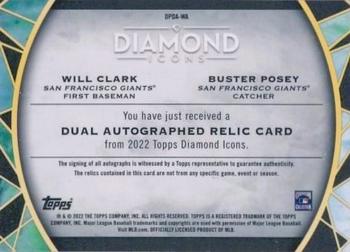 2022 Topps Diamond Icons - Dual Player Autographed Relics #DPDA-WA Buster Posey / Will Clark Back