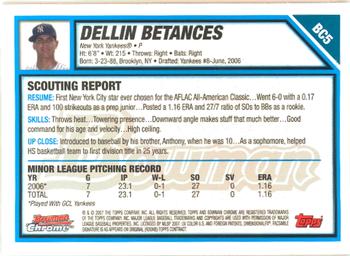 2007 Bowman - Chrome Prospects #BC5 Dellin Betances Back