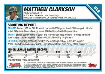 2007 Bowman - Chrome Prospects #BC8 Matthew Clarkson Back