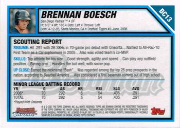 2007 Bowman - Chrome Prospects #BC13 Brennan Boesch Back