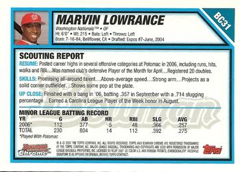2007 Bowman - Chrome Prospects #BC31 Marvin Lowrance Back