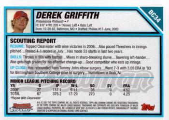 2007 Bowman - Chrome Prospects #BC34 Derek Griffith Back