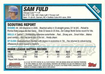 2007 Bowman - Chrome Prospects #BC35 Sam Fuld Back